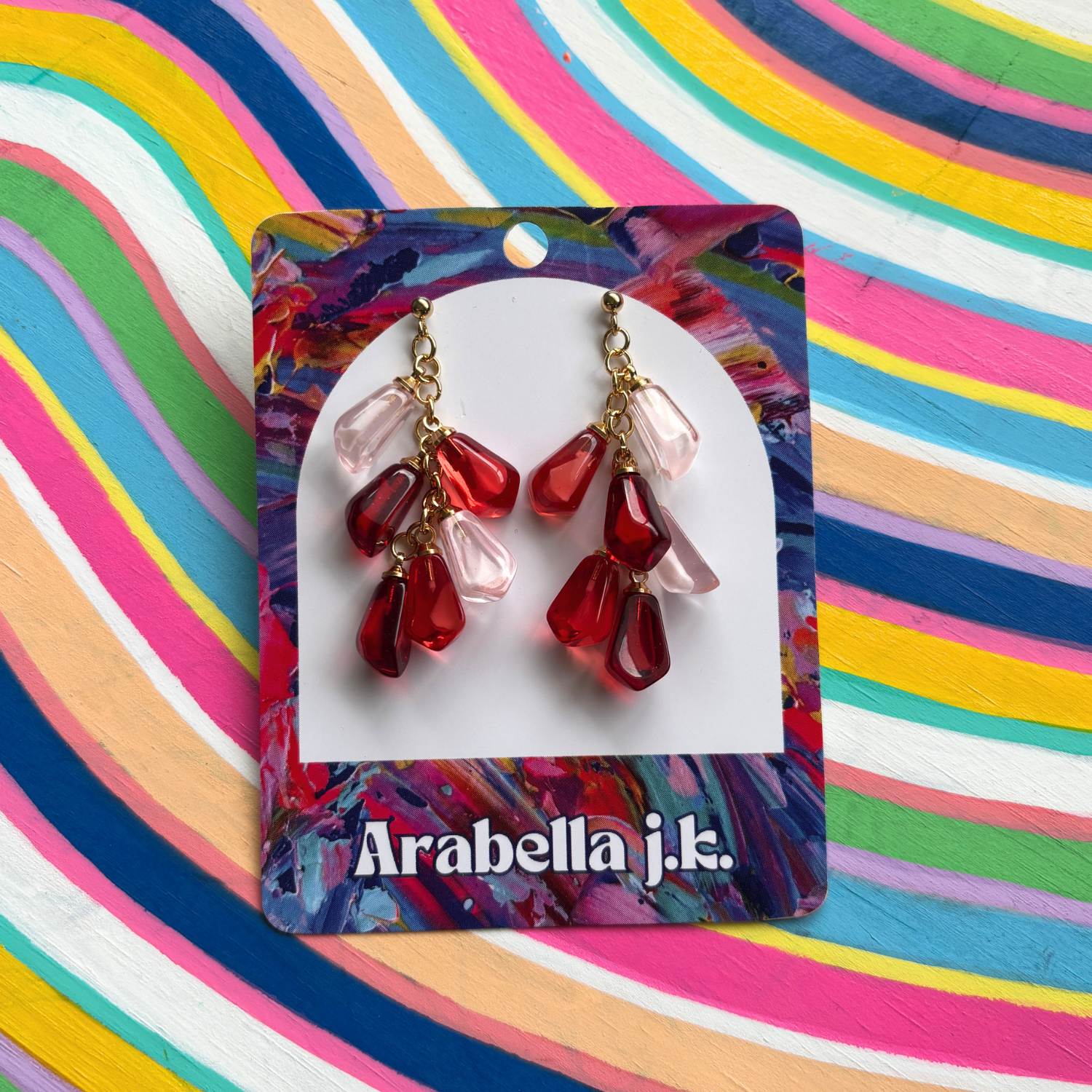 beaded pomegranate earrings