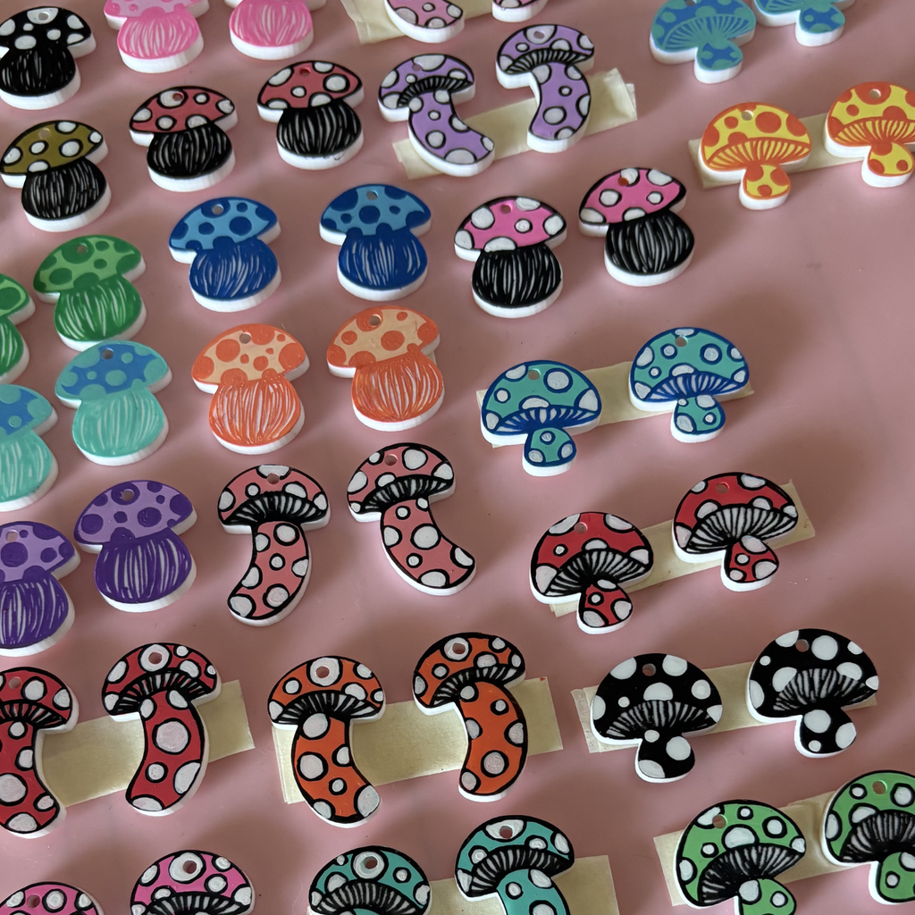 shiitake mushroom earrings